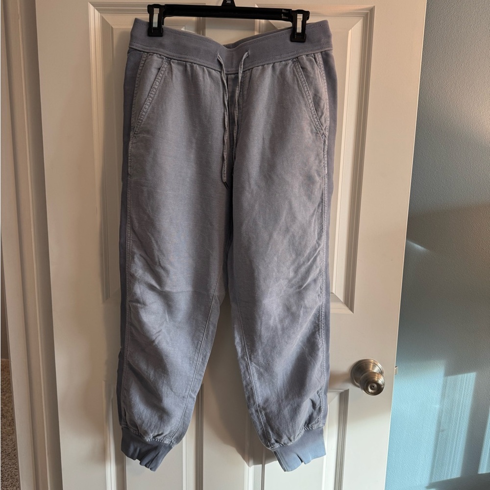 Gap - Ribbed Twill Jogger Pants Elastic Waist & Drawstring, Blue/Gray